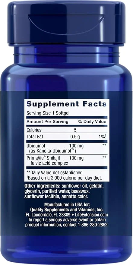 Life Extension Super Ubiquinol CoQ10 CoQ10, shilajit, 60 softgel
