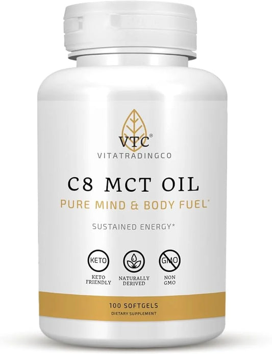 VTC VitaTradingCo. C8 MCT Oil Capsules | Naturally Derived Caprylic C8 Supplement | Coconut Oil Pills | Sustained Energy |...