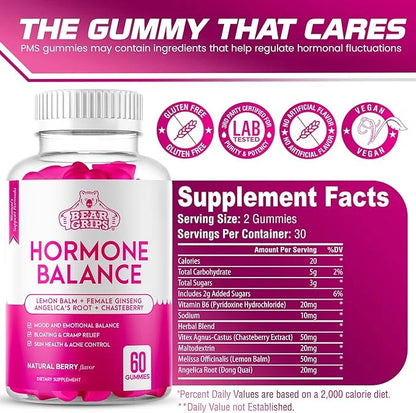 Hormone Balance for Women - PMS Relief Gummies and Bloating Relief for Women, Balance Complex for Women - All-in-One Menop...