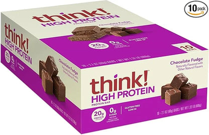 think! Protein Bars, High Protein Snacks, Gluten Free, Kosher Friendly, Chocolate Fudge, Nutrition Bars, 2.1 Oz per Bar, 1...