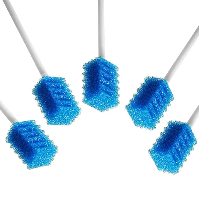 Oral Care Swabs Disposable- Blue 100 Counts - Product Image