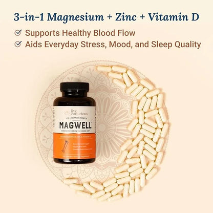 Live Conscious Magwell Magnesium Zinc & D3 - 120 Caps