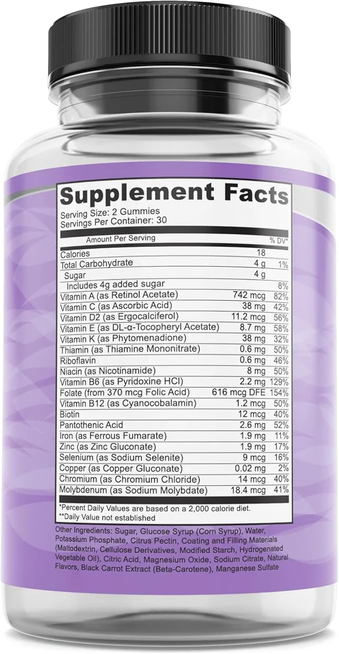 Pure By Nature Mega Multi Gummies, Natural Flavored Multi Vitamin Gummies for Women & Men, Dietary Supplement, Multivitami...