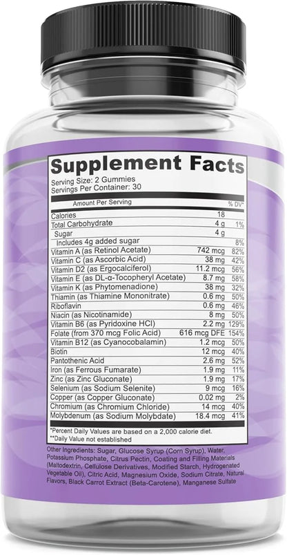 Pure By Nature Mega Multi Gummies, Natural Flavored Multi Vitamin Gummies for Women & Men, Dietary Supplement, Multivitami...