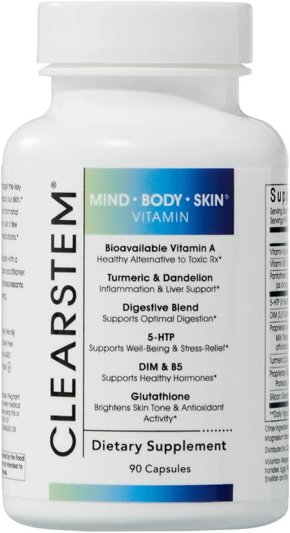 CLEARSTEM - MINDBODYSKIN Hormonal Acne Supplement (5-HTP) - Natural DIM Supplement - Skin Care Vitamins - Hormone Balance,...