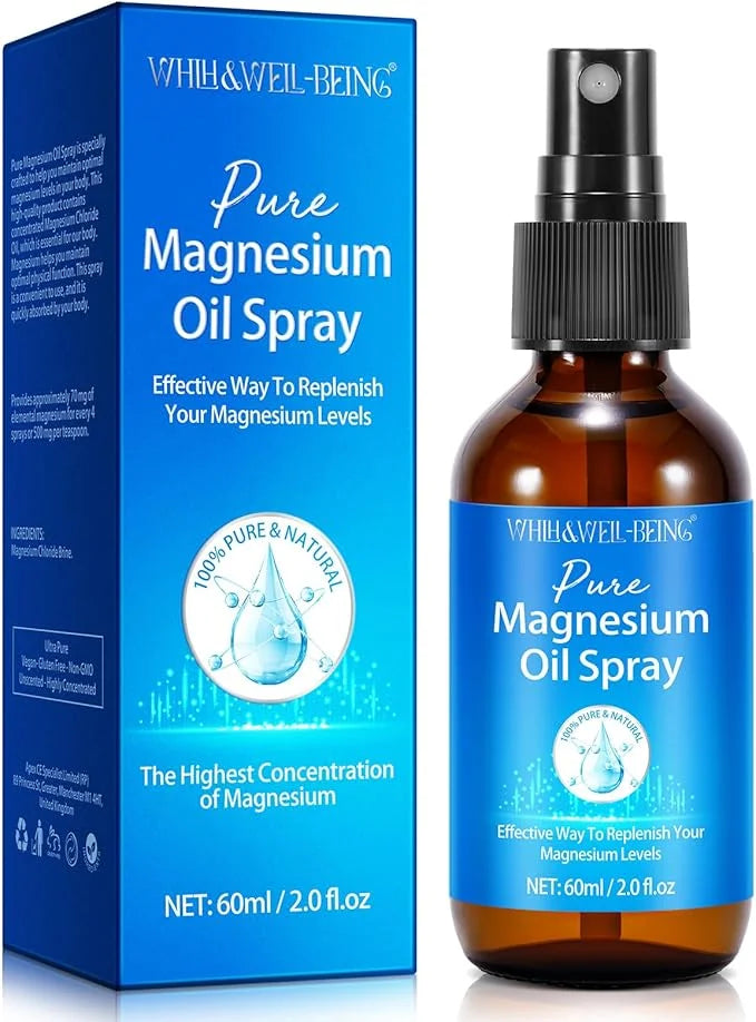 Magnesium Spray, Pure Magnesium Oil Spray for Feet, Organic Natural Ingredient in Glass Bottle, Easy to Absorb and Use - P...