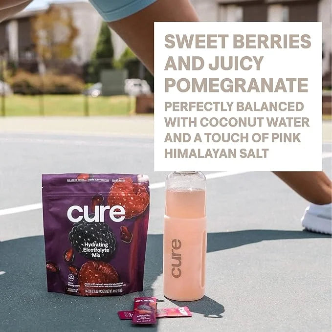 Cure Hydration | Plant-Based Electrolyte Drink Mix | No Added Sugar | FSA & HSA | Dehydration Relief Powder Made with Coco...