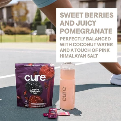 Cure Hydration | Plant-Based Electrolyte Drink Mix | No Added Sugar | FSA & HSA | Dehydration Relief Powder Made with Coco...