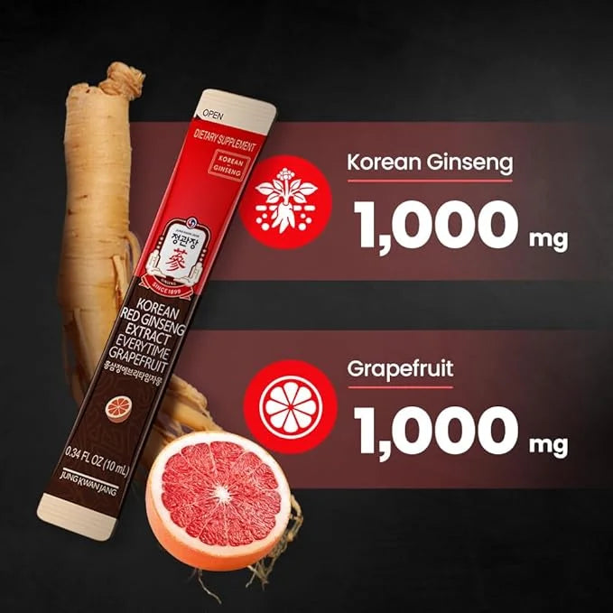 JungKwanJang Grapefruit Flavored Korean Red Ginseng 10 Packs