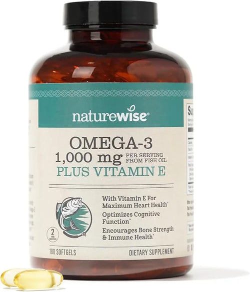 NatureWise Extra-Strength Omega 3 Fish Oil Supplement 1000mg per 600 EPA 400 DHA 180 Softgels[3-Month Softgels[3-Month Sup...
