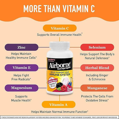 Airborne 1000mg Vitamin C with Zinc, 116 Chewable