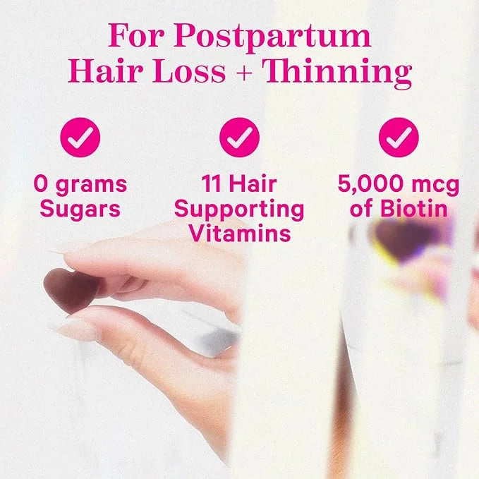 Pink Stork Postpartum Hair Loss Gummies B6 & B12 for 60 Gummy