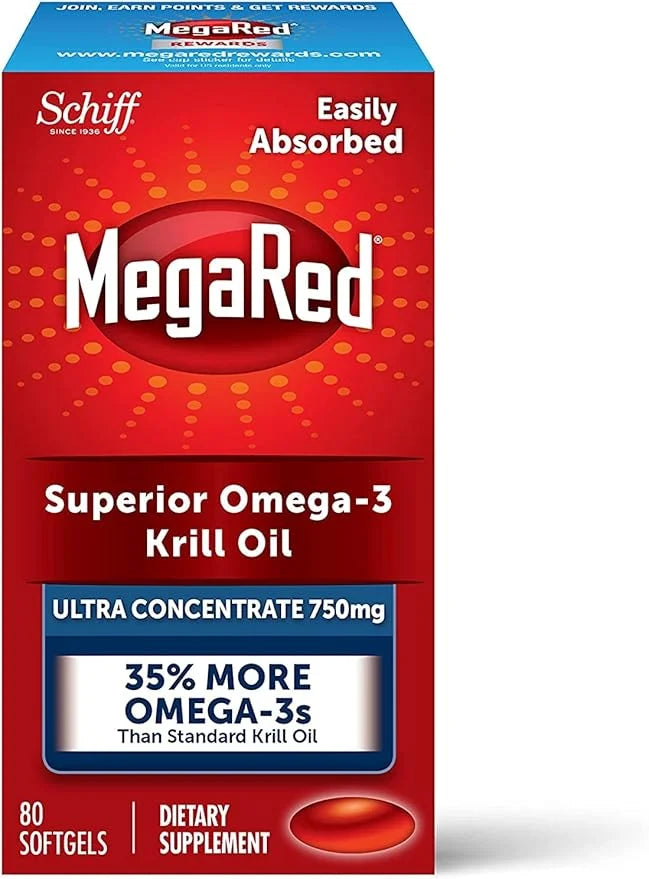 MegaRed Ultra Strength Krill Oil Omega 3 Supplement, 750mg Krill 80 Softgels, (80 Count 2))