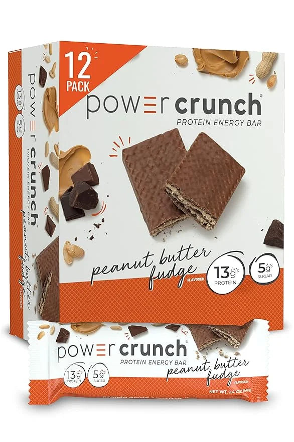 Power Crunch Protein Wafer Bars, High Protein Snacks with Delicious Taste, Peanut Butter Fudge, 1.4 Ounce (12 Count) - Pro...