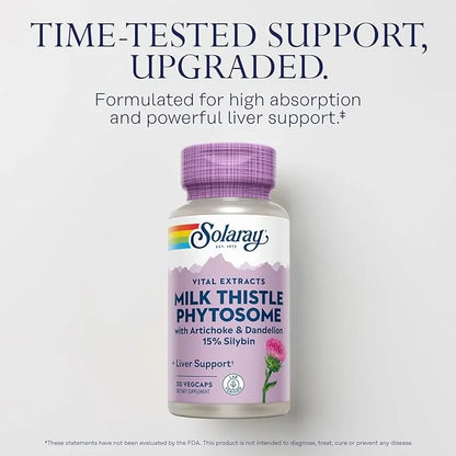 Solaray Milk Thistle Phytosome with Artichoke, 15% Silybin 60-Day Guarantee, 30 Servings, 30 VegCaps