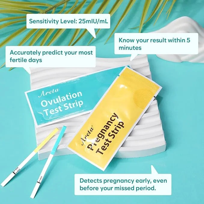 Areta Ovulation & Pregnancy Test Strips: 20 Ovulation 10 Pregnancy