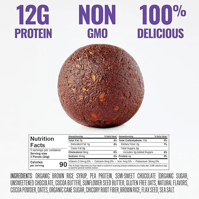 The GFB Fudge Brownie Cookie Protein Bites - Allergen Friendly & Nut Free - Gluten Free, Plant Based, Non GMO, Sustainably...
