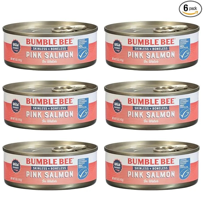 Bumble Bee Skinless & Boneless Canned Pink Salmon in Water, 5 oz Can - Premium Wild Caught Salmon - 20g Protein per Servin...