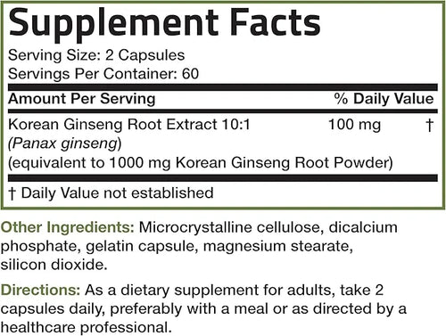 Bronson Korean Panax Ginseng Supports Energy, 120 Capsules