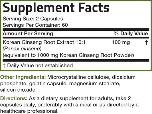 Bronson Korean Panax Ginseng Supports Energy, 120 Capsules
