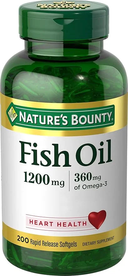 Nature's Bounty Fish Oil, Supports Heart 1200 Mg, 360 Mg Omega-3, Rapid 200 Ct
