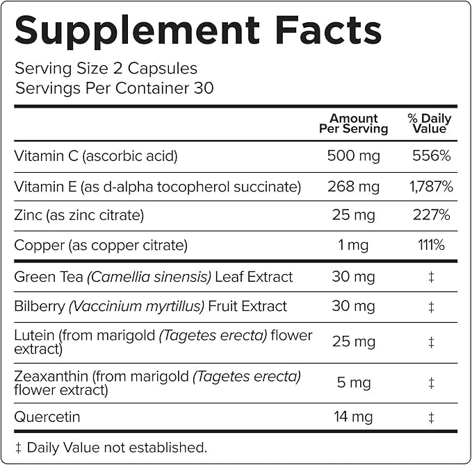 Natural Eye Health Vitamins with Bilberry AREDS2® Clinical (60 Capsules)