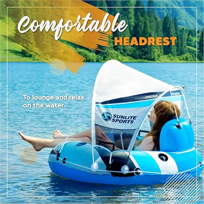2025 New & Upgraded Sunlite Sports Heavy Duty River Tube Inflatable, Premium Water Float to Lounge Above Lake and River, O...