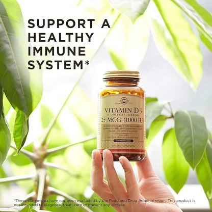 Solgar Vitamin D3 (Cholecalciferol) 25 MCG (1000 IU), 250 Softgels 250 Servings