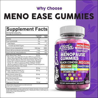 Menopause Supplement For Women Gummies with Black Cohosh, Wild Yam Magnesium, Red Clover For Menopause Relief Hormone Bala...