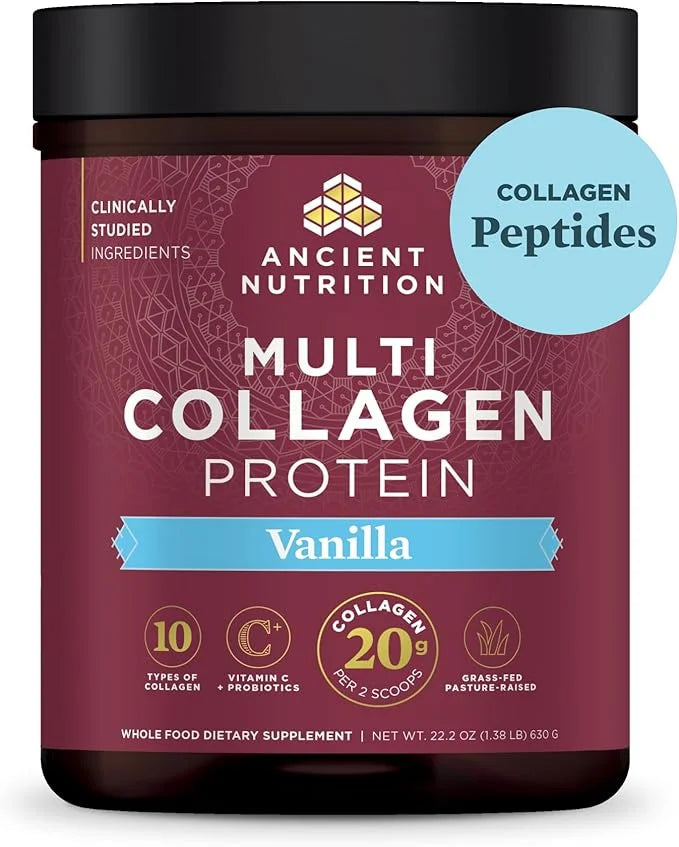 Ancient Nutrition Collagen Powder Protein with Probiotics, Multi Collagen Protein with Vitamin C, Hydrolyzed Collagen Pept...