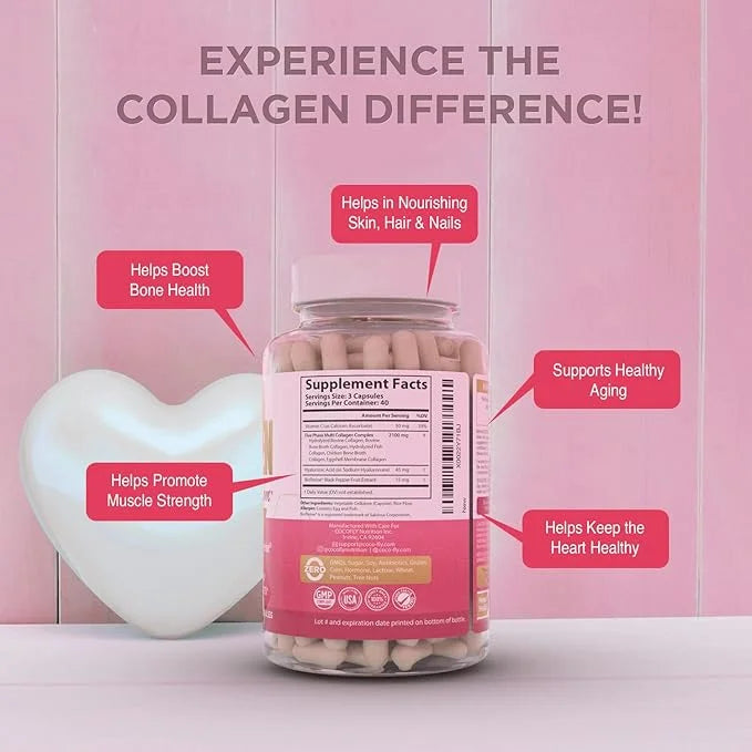Premium Collagen Pills for Women 120 Capsules, 2100 mg