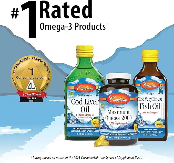 Carlson Labs Wild Caught Elite Omega-3, 1600mg, Omega 3s, Soft 90 Count