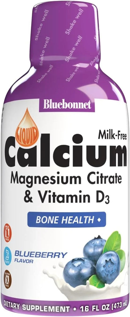 Bluebonnet Nutrition Liquid Calcium Citrate Magnesium Citrate, Vitamin D3, Bone Health, Gluten Free, Soy free, milk free, ...