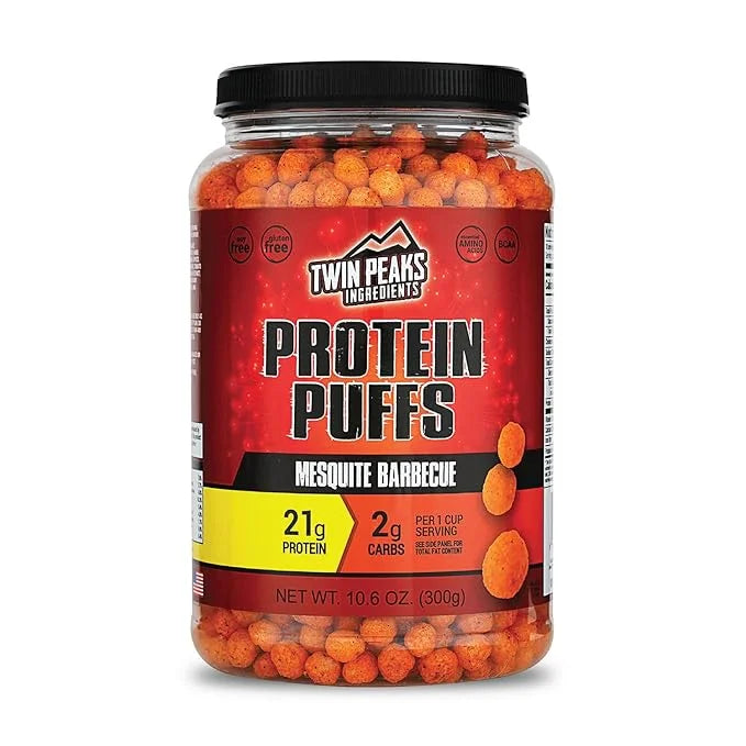 Twin Peaks Low Carb, Keto Friendly Protein Puffs, Mesquite Barbecue (300g, 21g Protein, 2g Carbs) - Product Image