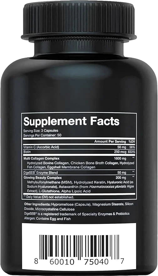 Vital Vitamins Multi Collagen Plus - with Biotin, Hyaluronic Acid, Vitamin C - Type I, II, III, V, X - for Women & Men - H...