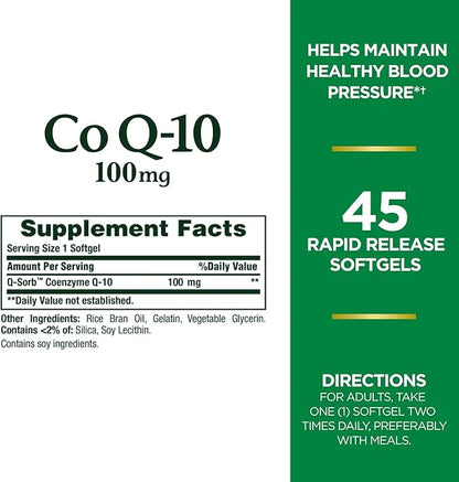 Nature's Bounty CoQ10, Helps Maintain Healthy 100 mg, 45 Count