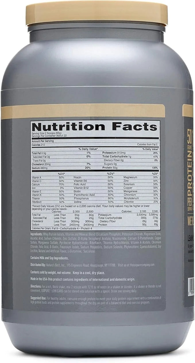 Isopure Low Carb 100% Pure Whey Isolate Protein Powder, Lactose Free, Gluten Free, With Vitamins, Toasted Coconut, 25g Pro...