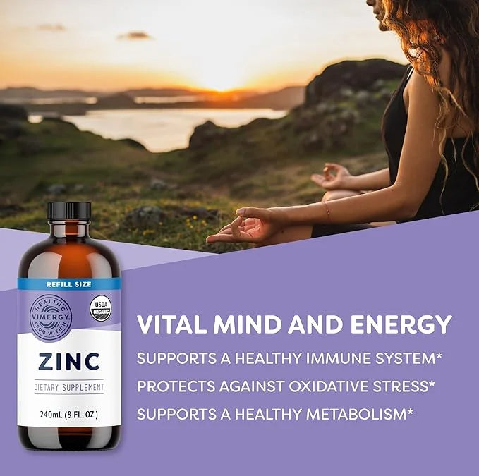 Vimergy Liquid Zinc Refill – Fast-Absorbing Immune Support* – Promotes Healthy Bones & Skin – USDA Certified Organic, Vega...