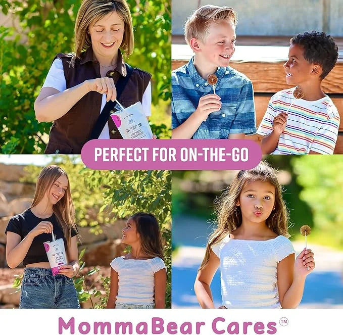 MommaBear Organics Handcrafted Kids Cough Lollipops – Natural Sore Throat Relief & Cough Drop Suckers for Kids 3+ – Elderb...