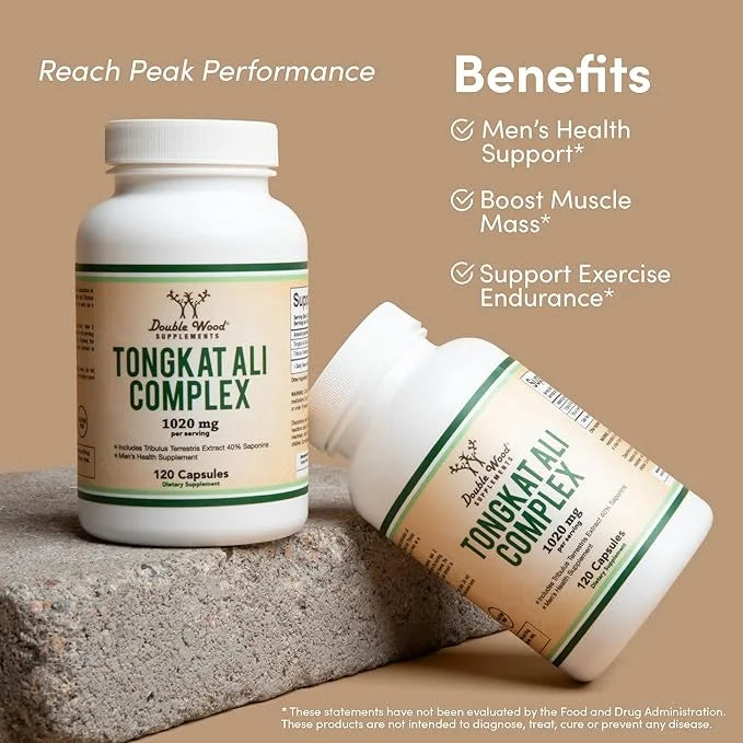 Tongkat Ali Extract 200 to 1 1020mg per 120 Capsules 20mg Tribulus