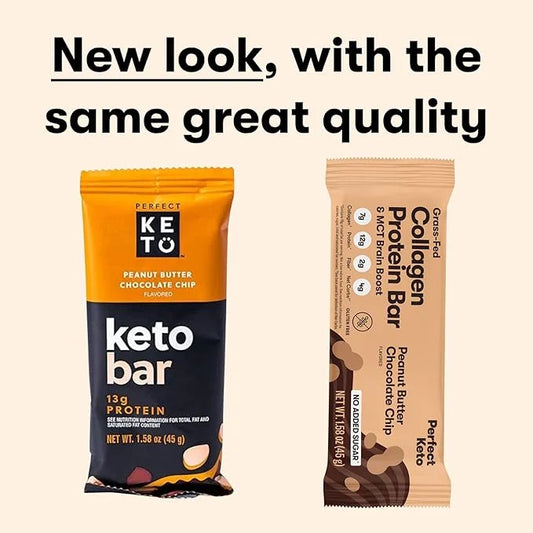 Perfect Keto Collagen Protein Bar, Gluten Free Grass Fed Collagen + MCT Oil, Low Carb, No Sugar Added, High Protein Snacks...