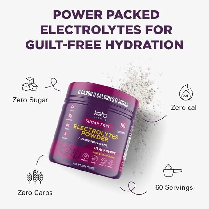 Keto Vitals Electrolytes Powder - Antioxidant Blend Keto Electrolytes Powder with Potassium, Magnesium, Sodium, & Calcium ...