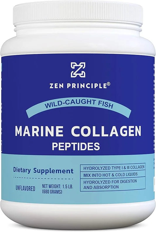 Zen Principle Marine Collagen Peptides Powder 1.5 lb. 1 & 3 Protein.