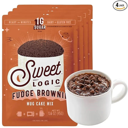 Sweet Logic Keto Mug Cake Mix - Fudge Brownie - Just Add Water - Vegan - Low Sugar - Gluten-Free - High Protein - Low Carb...