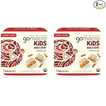 GoMacro Kids MacroBar Organic Vegan Snack Bars - Cinnamon Roll (0.90 Ounce Bars, 7 Count) (Pack of 2) - Product Image