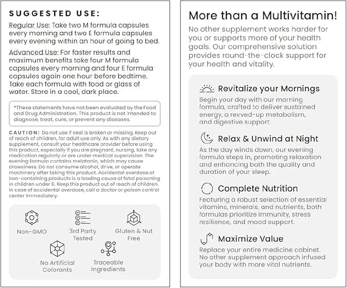 Gulp Core Essentials AM PM Multivitamin 3, Probiotics, 60 Servings, 2 Month