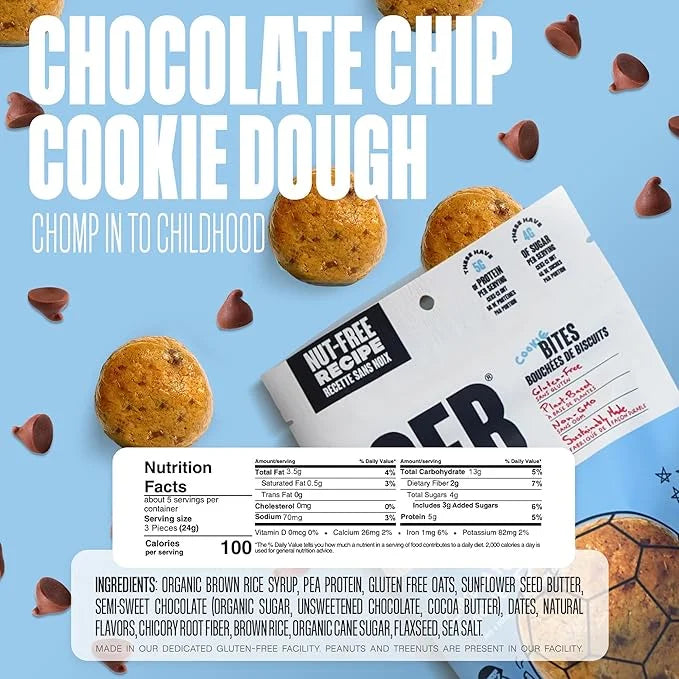 The GFB Gluten Free Protein Cookie Bites Nut Free Variety Pack – Super Tasty Allergen Friendly Fudge Brownie, Cookie Dough...