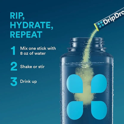 DripDrop Hydration - Lemon Lime - Electrolyte Drink Mix Single Serve Powder Packets | Non-GMO, Gluten Free, Vegan | 32 Sti...