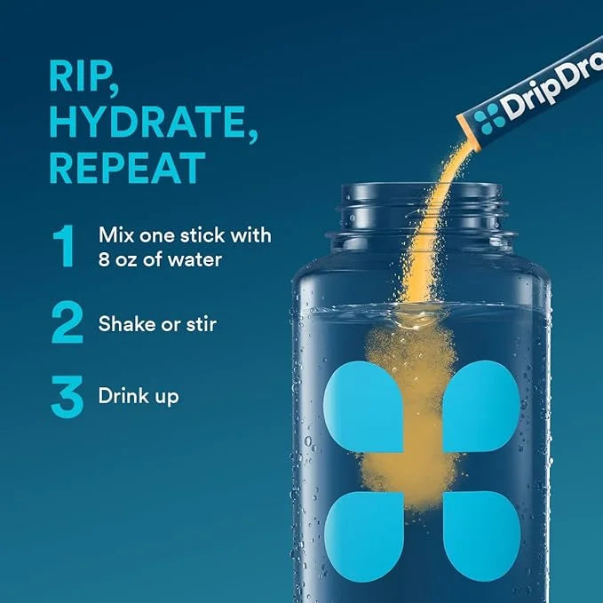 DripDrop Hydration - Tropical Variety Pack - Electrolyte Drink Mix Single Serve Hydration Powder Packets - Mango, Açaí, Pa...
