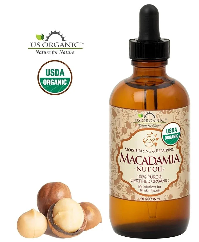 US Organic Macadamia Nut Oil Unrefined Virgin, Certified Organic, Pure & Natural, Cold Pressed, Sourced in Kenya, in Amber...